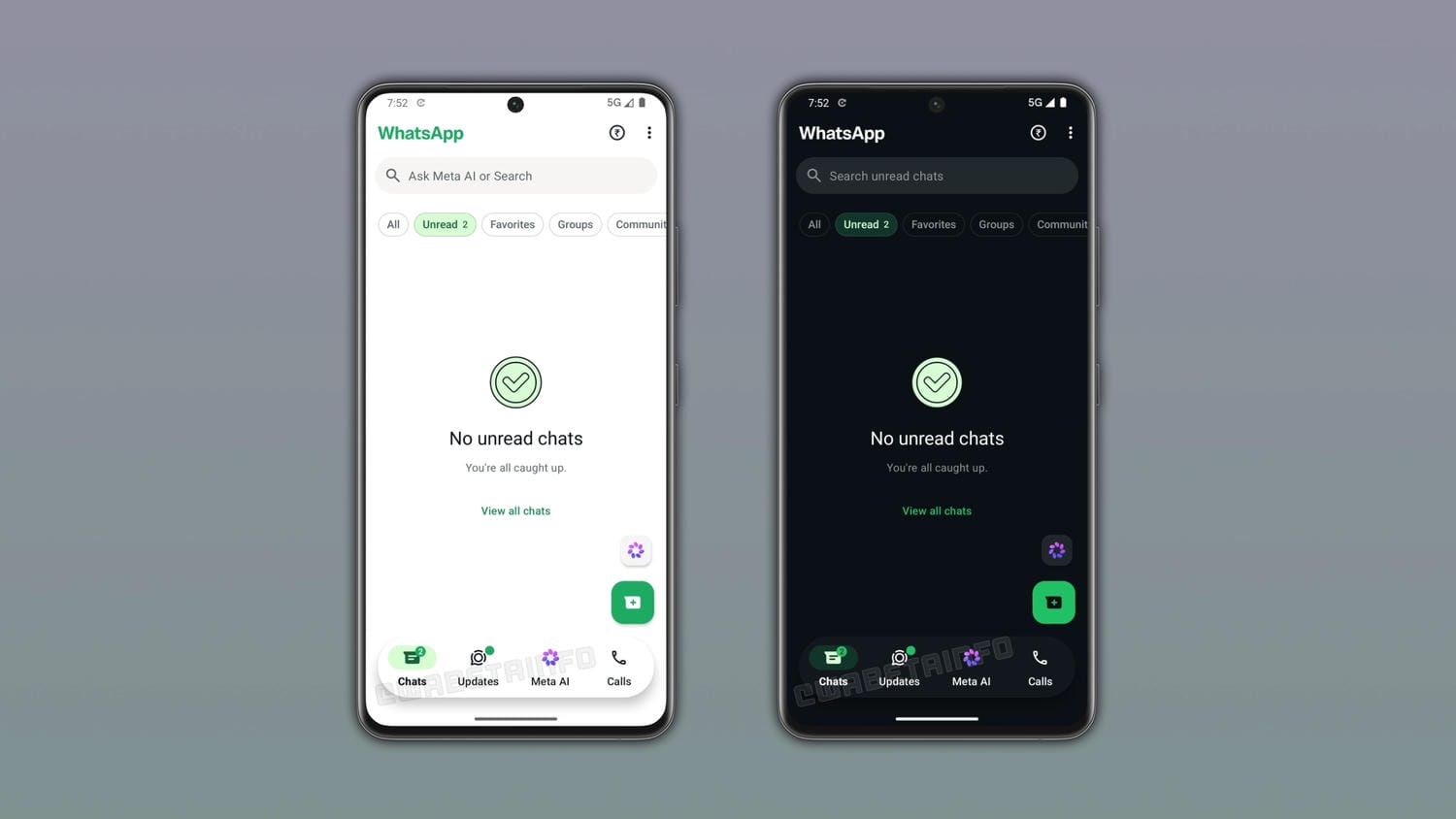 WhatsApp, spodný panel